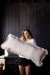 Ruffle Bolster Pillow Cover Brown White Stripes: Pillow Cover and Inserts