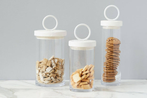 White Wood Glass Canister: Tall