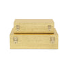 Lusan Set of 2 Rectangular Nesting Decorative Storage Boxes: Cream Shagreen