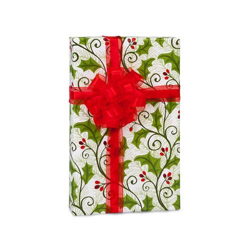 Christmas Premium Bulk Gift Wrap Paper: White Berries Kraft / 1 Pack / 24"x417'