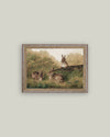Rabbits on a Log Framed Antique Art