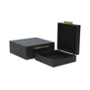Lusan Set of 2 Square Nesting Decorative Storage Boxes: Navy Blue Shagreen