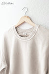 UNITED STATES OF AMERICA Cropped Thermal Vintage Pullover: DUSTY VANILLA / M