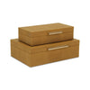 Lusan Set of 2 Rectangular Nesting Decorative Storage Boxes: Cream Shagreen