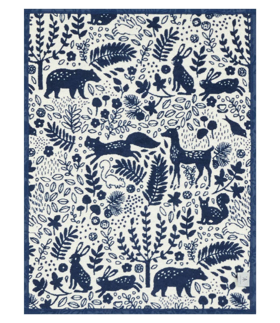 Whimsical Woods Navy Mini Blanket: Mini