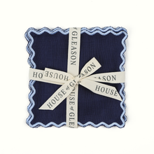  Navy Linen Cocktail Napkins: Set of 4