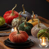 Pumpkin Small Velvet, Valentine's mantel, Autumn table, Gift: Emerald