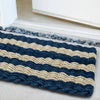 Lobster Rope™ Doormat: Navy & Light Tan Cabana Stripes: Large (24" x 36")