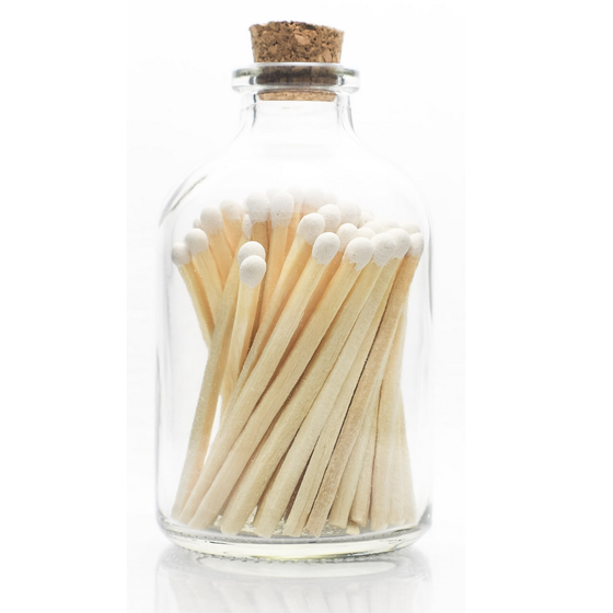 White Tip -  Small Safety Matches -Apothecary Glass Jar