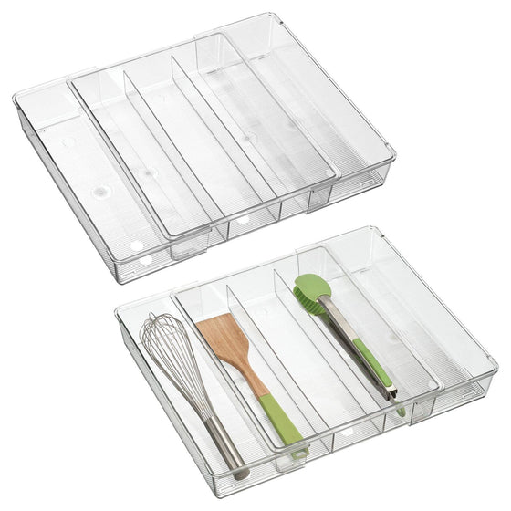 Linus In-Drawer Utensil Organizer - 3 Cell Dual Expandable M: Clear